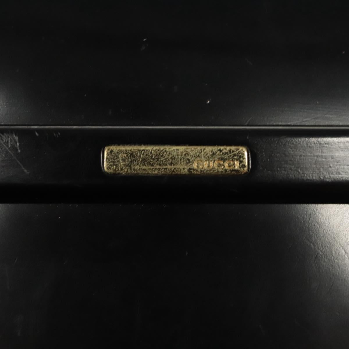 GUCCI Shoulder Bag Enamel Black 000 2058 0559 0 Auth 118218