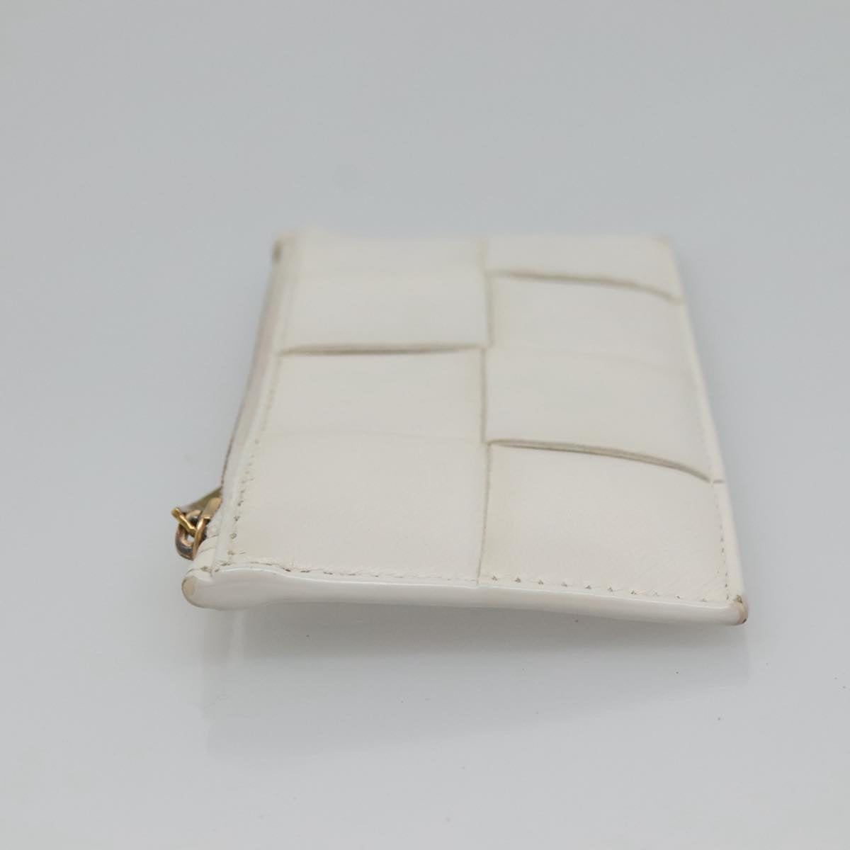 BOTTEGA VENETA MAXI INTRECCIATO Coin Purse Leather White Gold Auth 118221