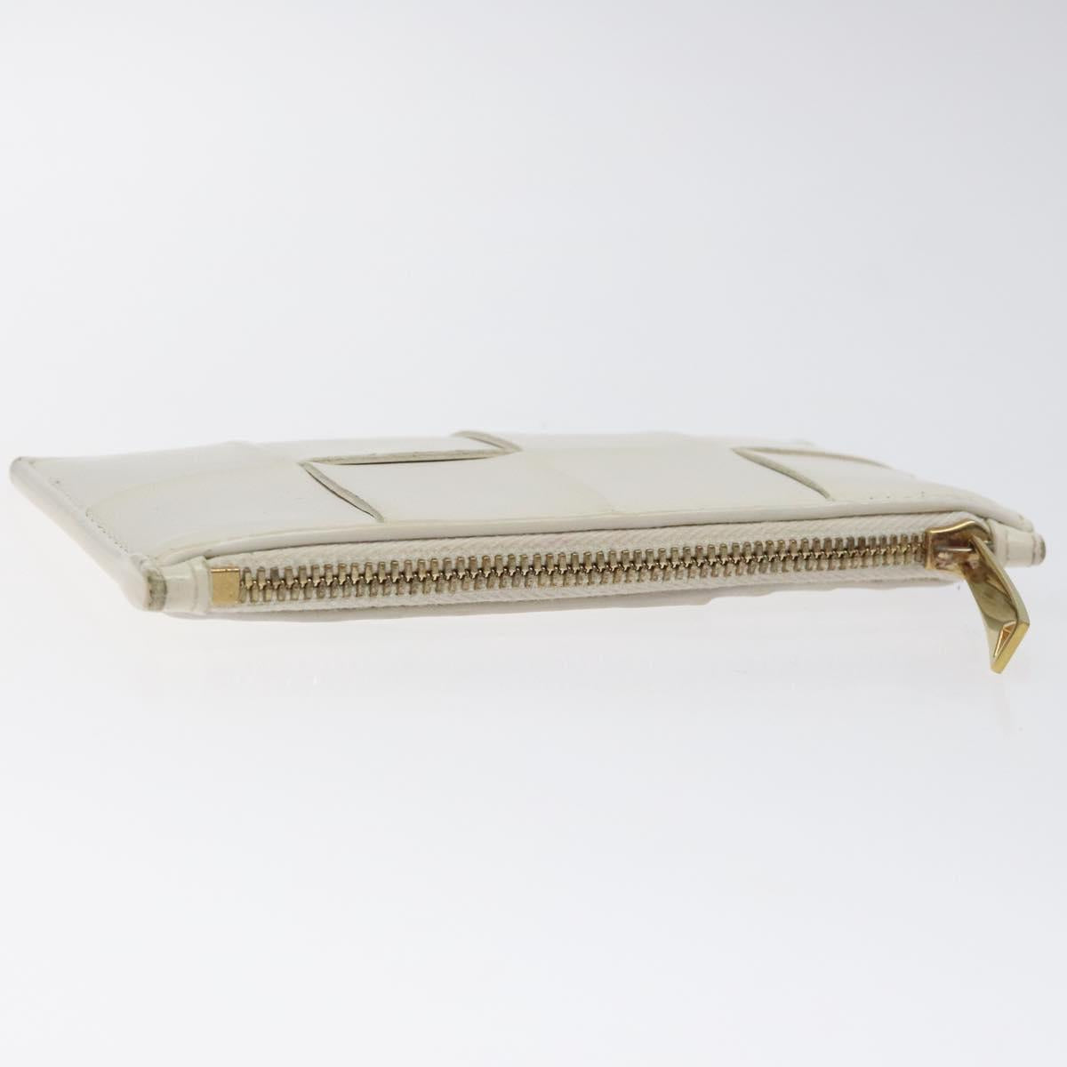 BOTTEGA VENETA MAXI INTRECCIATO Coin Purse Leather White Gold Auth 118221