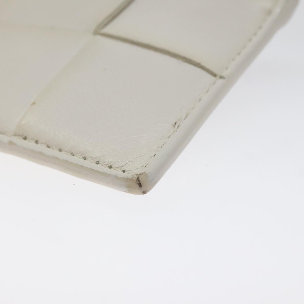 BOTTEGA VENETA MAXI INTRECCIATO Coin Purse Leather White Gold Auth 118221