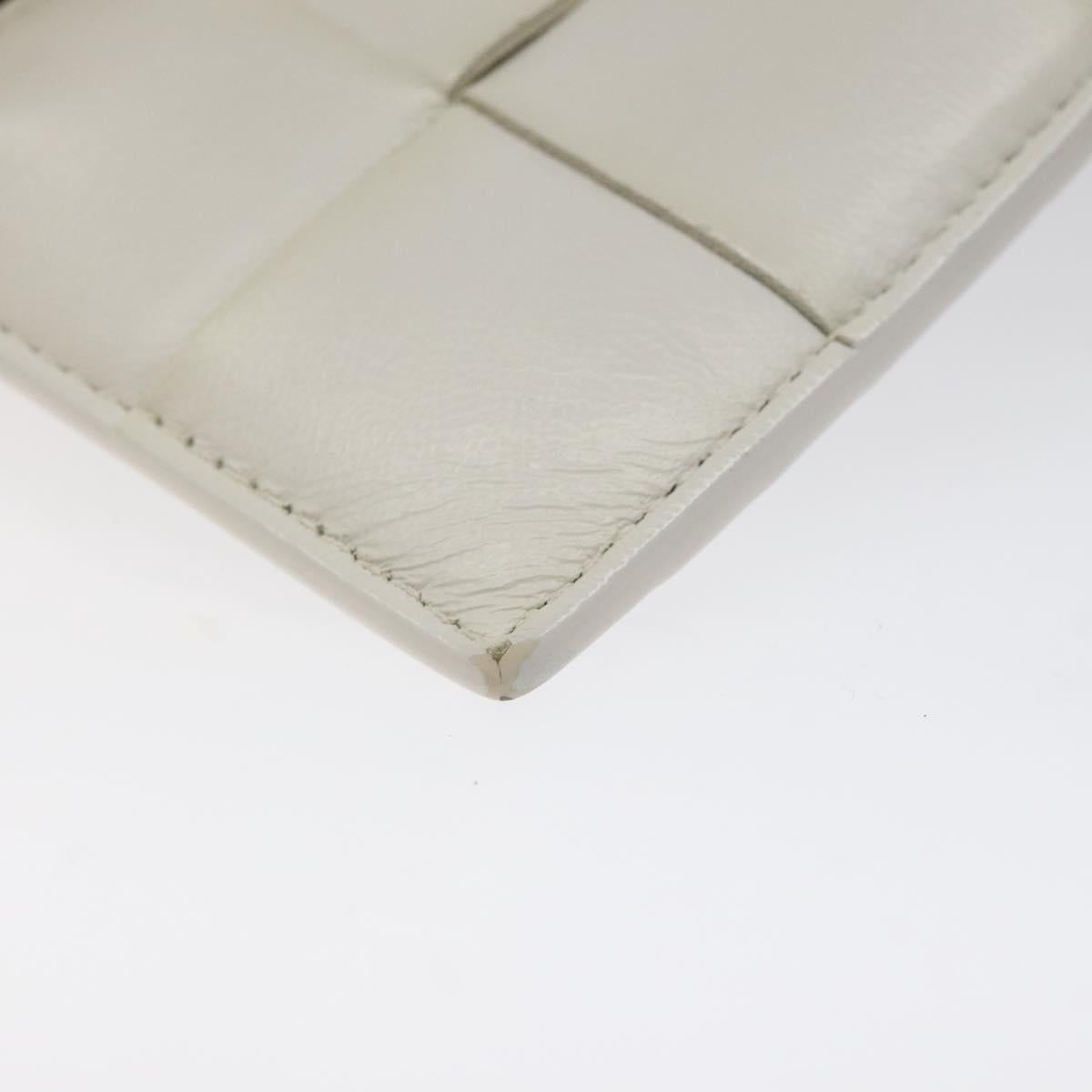 BOTTEGA VENETA MAXI INTRECCIATO Coin Purse Leather White Gold Auth 118221