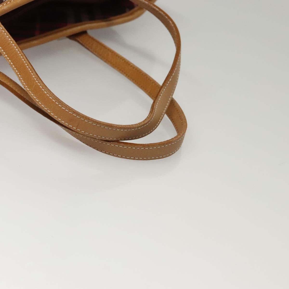 BURBERRY Nova Check Blue Label Tote Bag Canvas Pink Silver Auth 118227