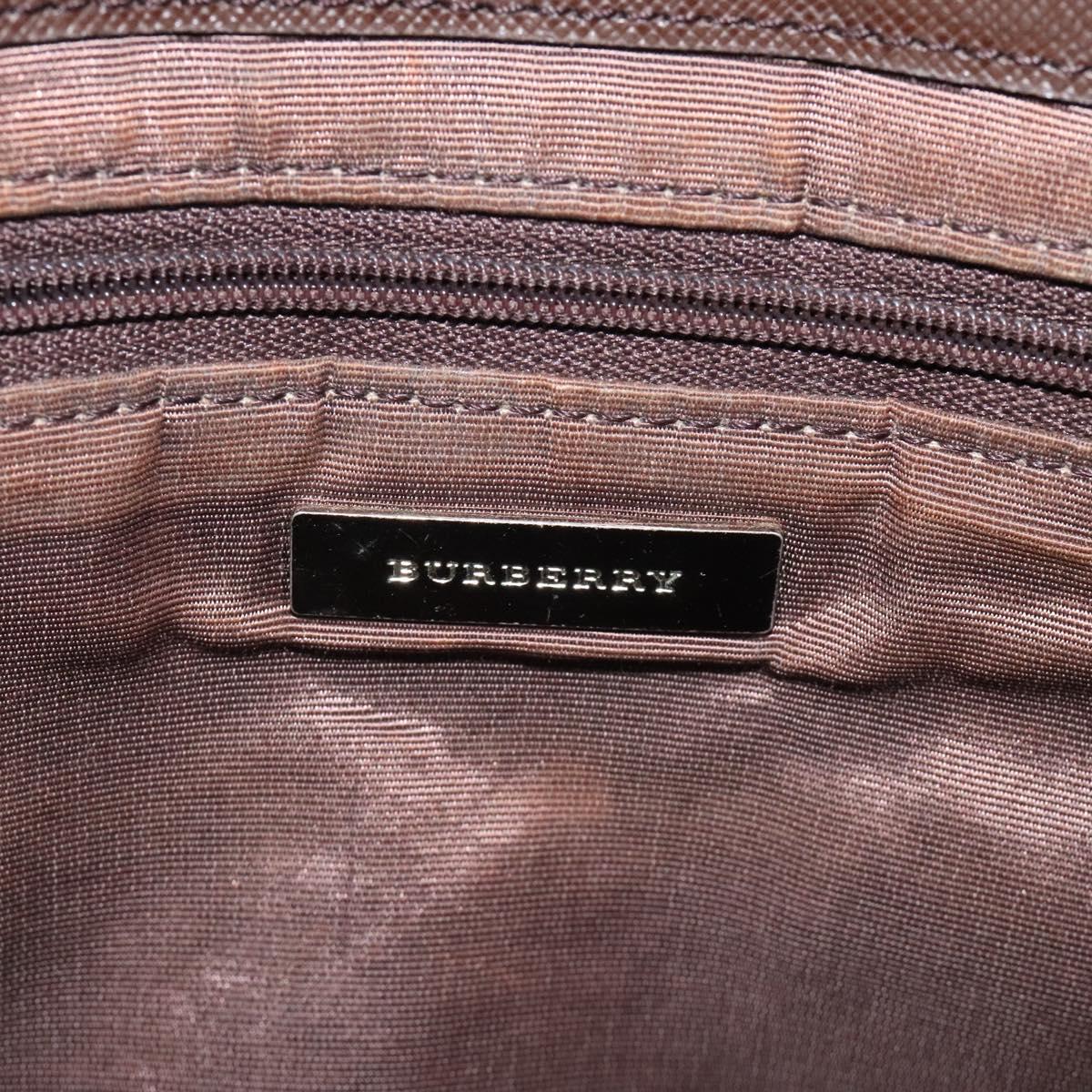 BURBERRY Nova Check Tote Bag Canvas Beige Silver Auth 118228