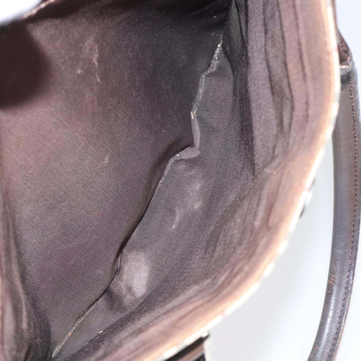 BURBERRY Nova Check Tote Bag Canvas Beige Silver Auth 118228