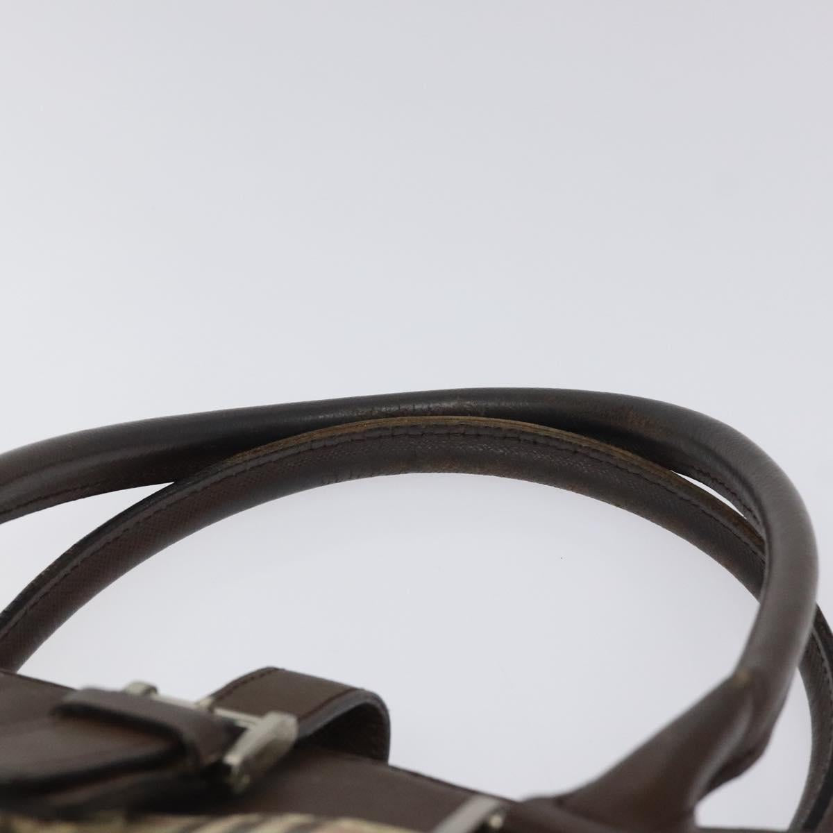 BURBERRY Nova Check Tote Bag Canvas Beige Silver Auth 118228