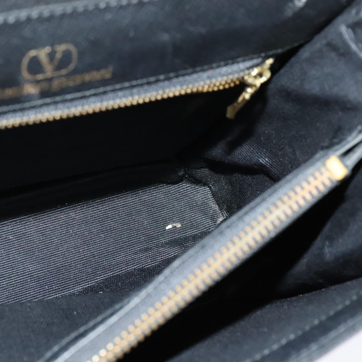 VALENTINO Hand Bag Leather 2way Black Gold Auth 118234