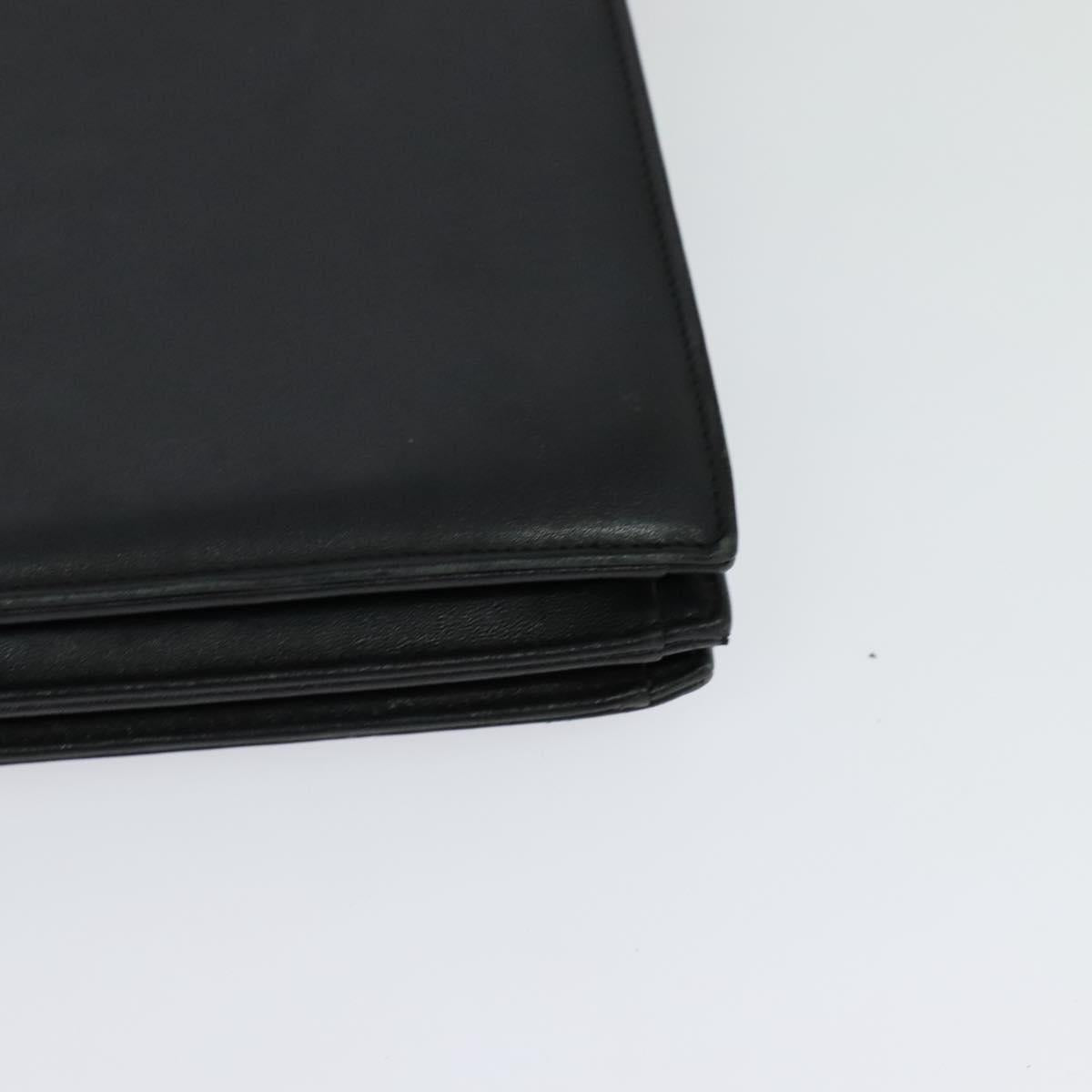 VALENTINO Shoulder Bag Leather Navy Gold Auth 118235