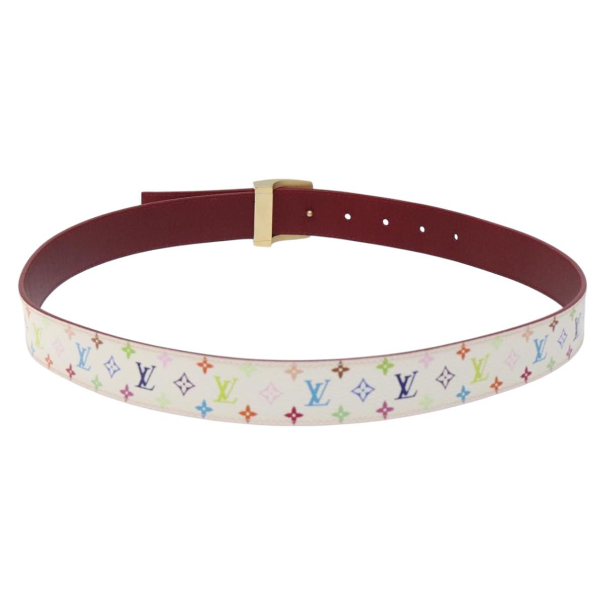 LOUIS VUITTON Multicolor Ceinture Care Belt 37.8"" White M9682 LV Auth 118241