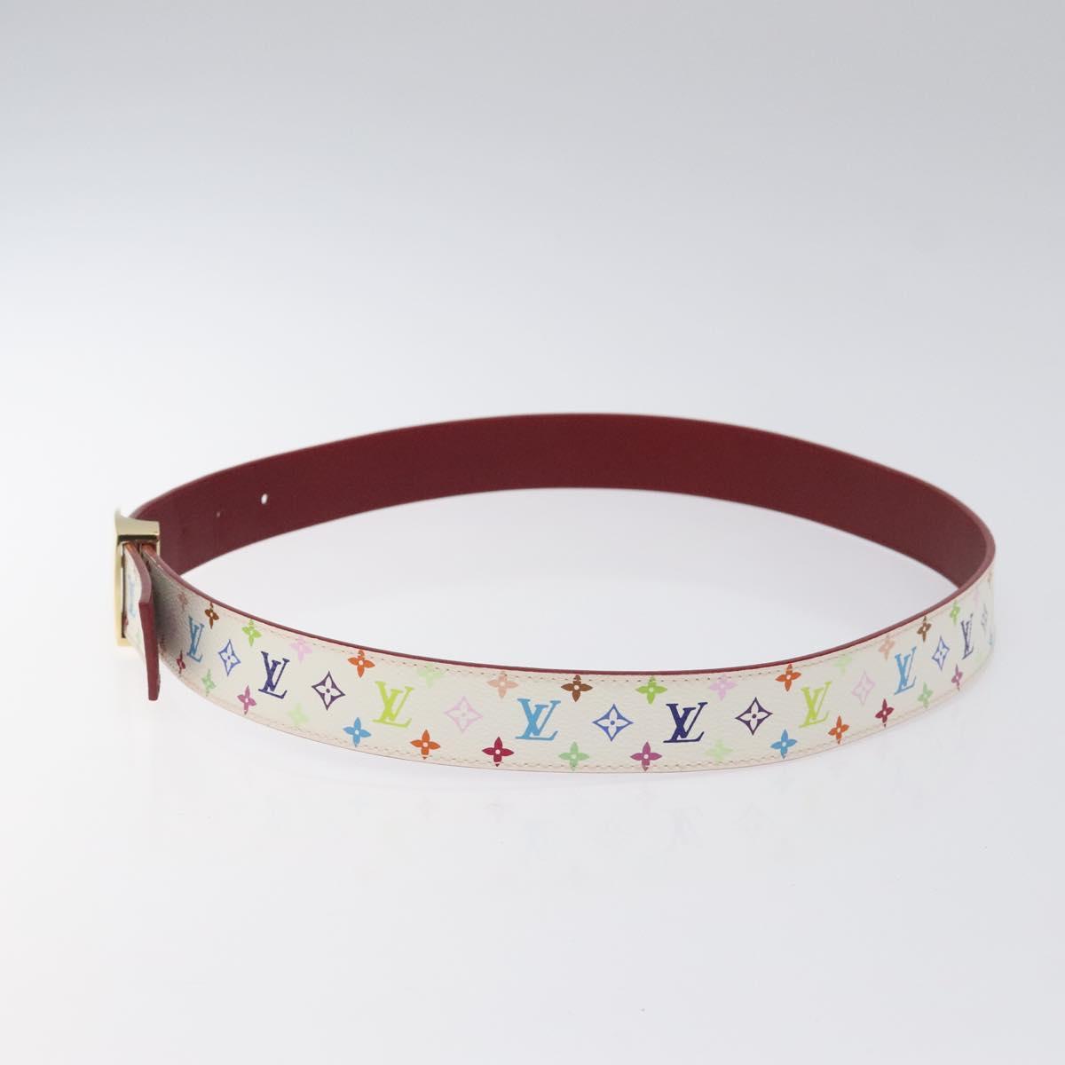 LOUIS VUITTON Multicolor Ceinture Care Belt 37.8"" White M9682 LV Auth 118241A