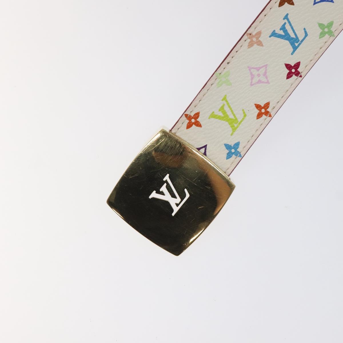 LOUIS VUITTON Multicolor Ceinture Care Belt 37.8"" White M9682 LV Auth 118241A