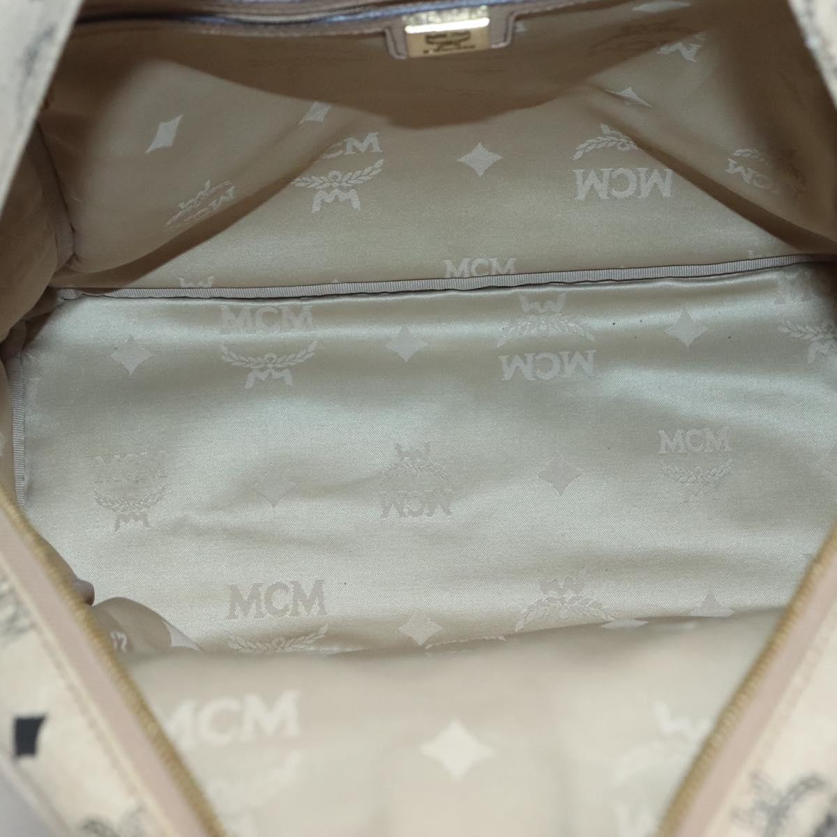 MCM Logogram Vicetos Backpack PVC Leather Beige Gold Auth 118249