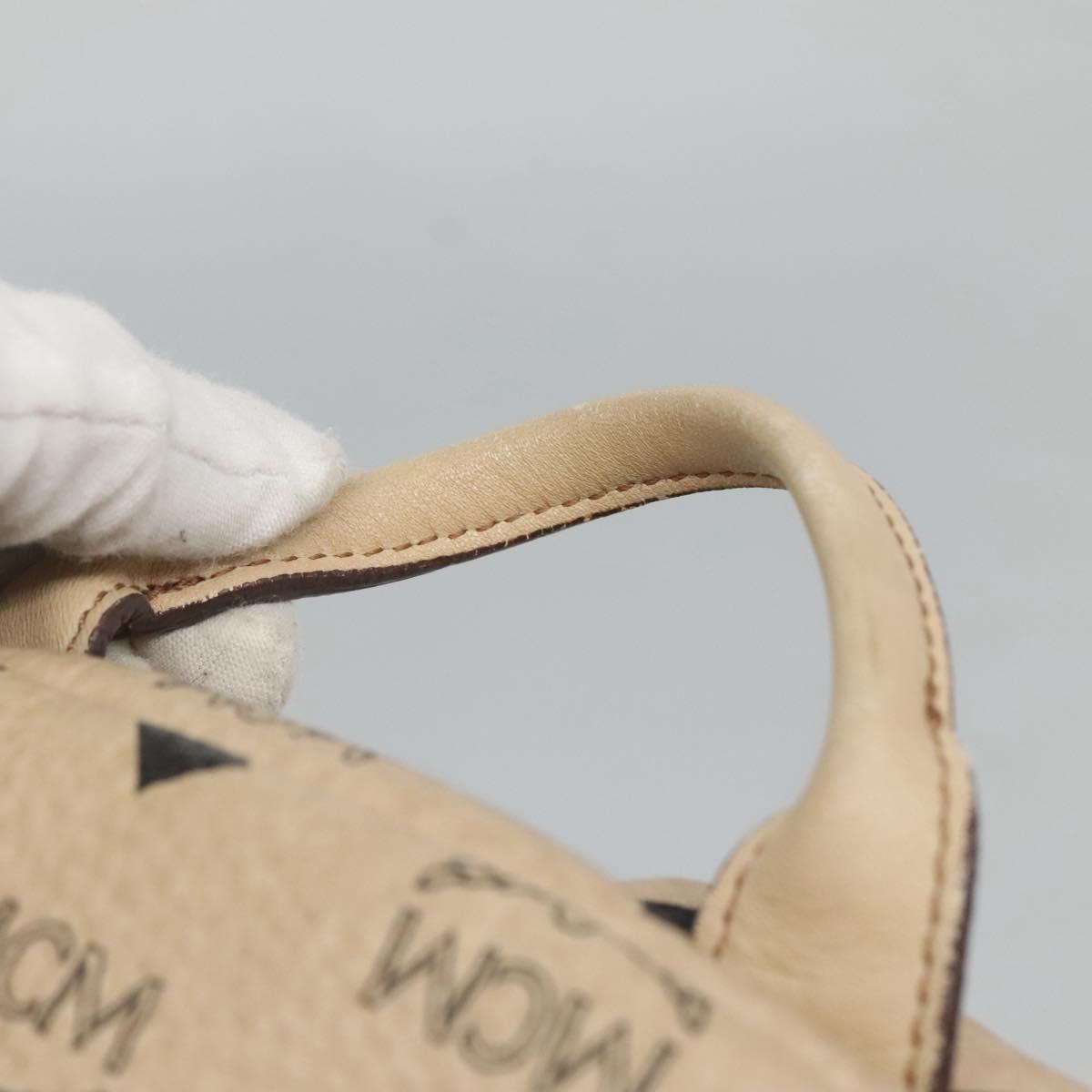 MCM Logogram Vicetos Backpack PVC Leather Beige Gold Auth 118249