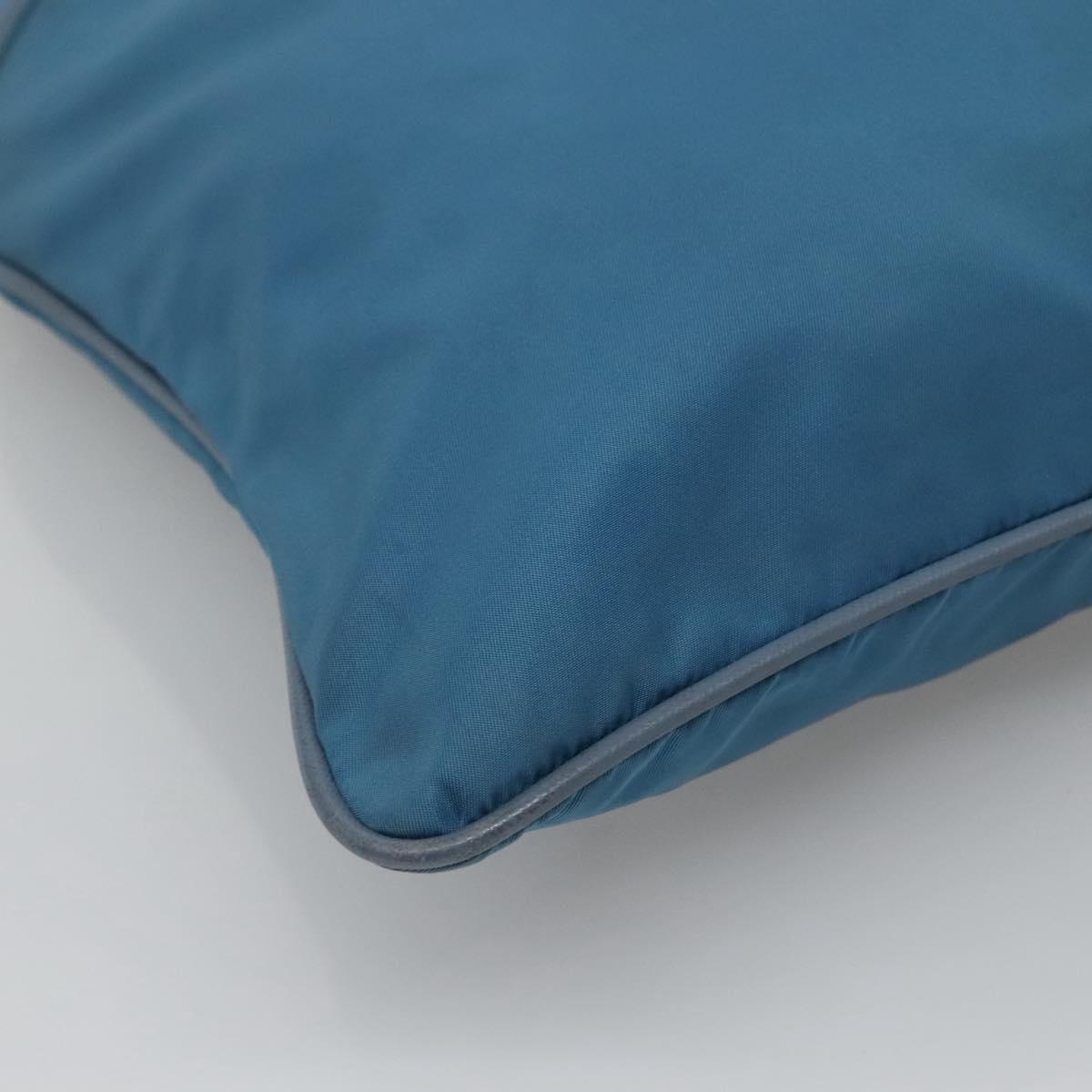 PRADA Shoulder Bag Nylon Blue Silver Auth 118258