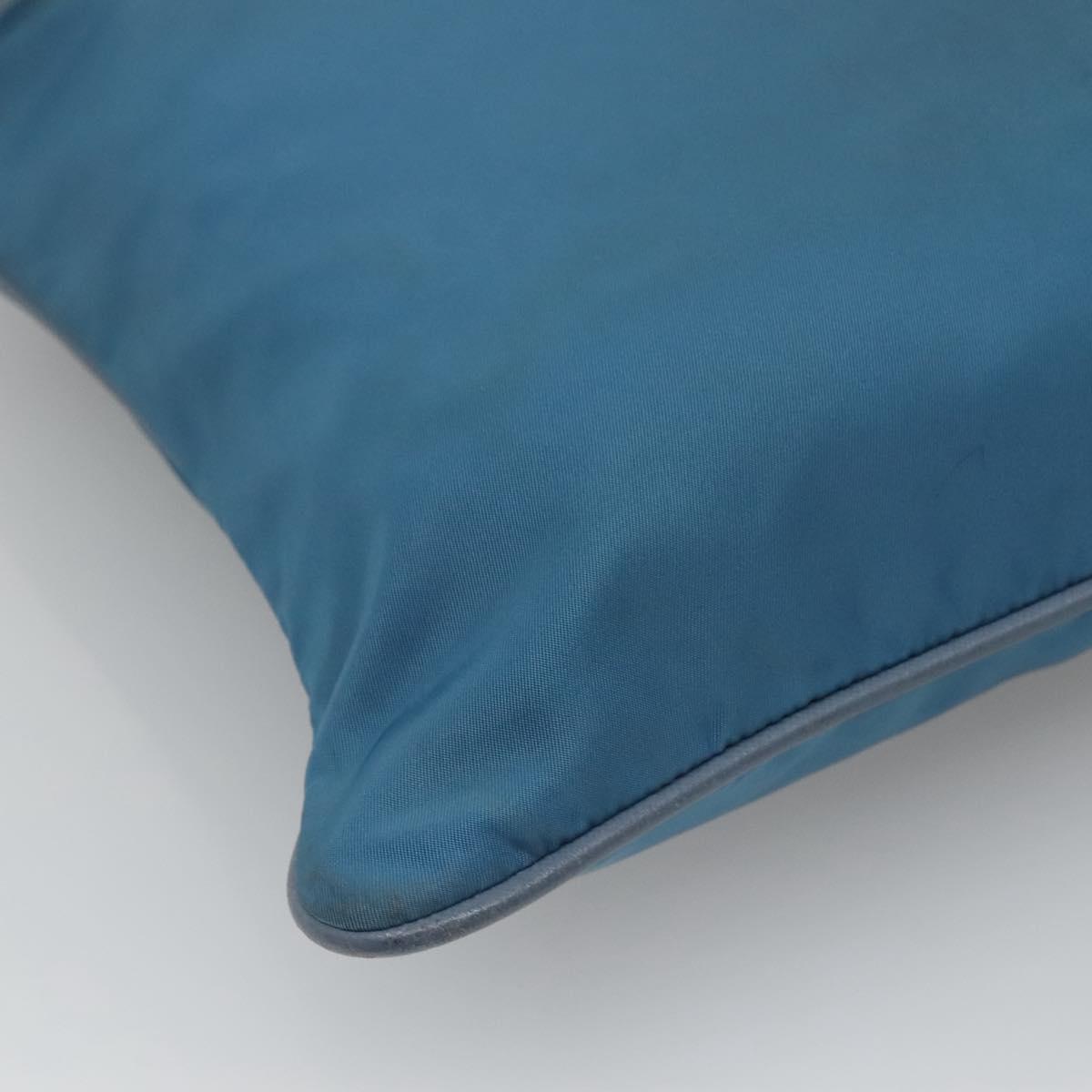 PRADA Shoulder Bag Nylon Blue Silver Auth 118258