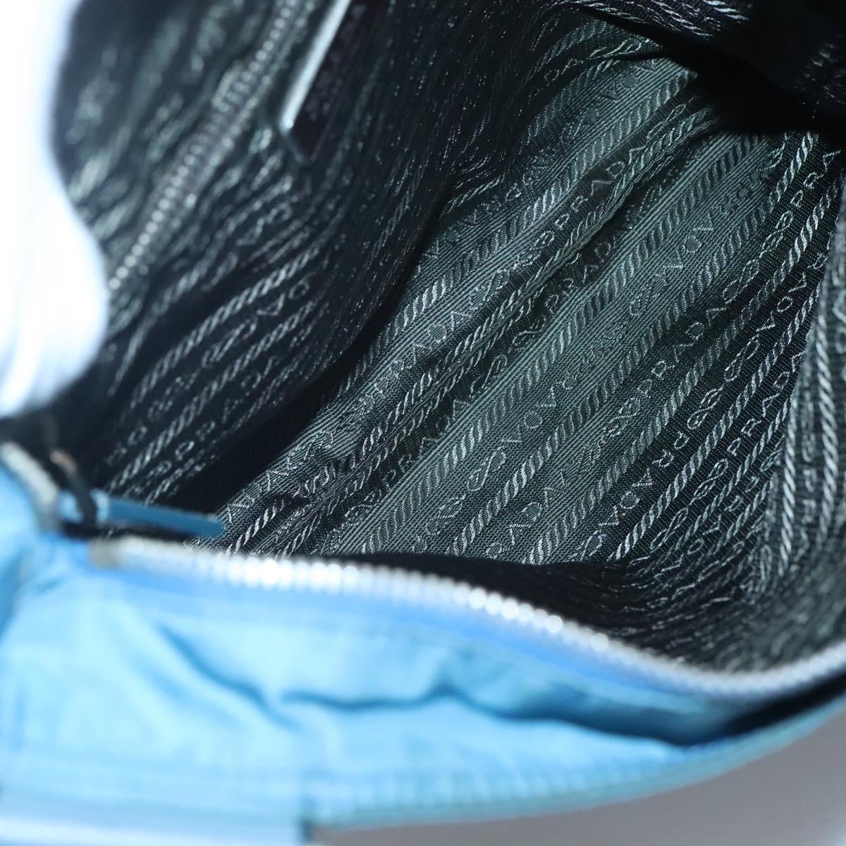 PRADA Shoulder Bag Nylon Blue Silver Auth 118258