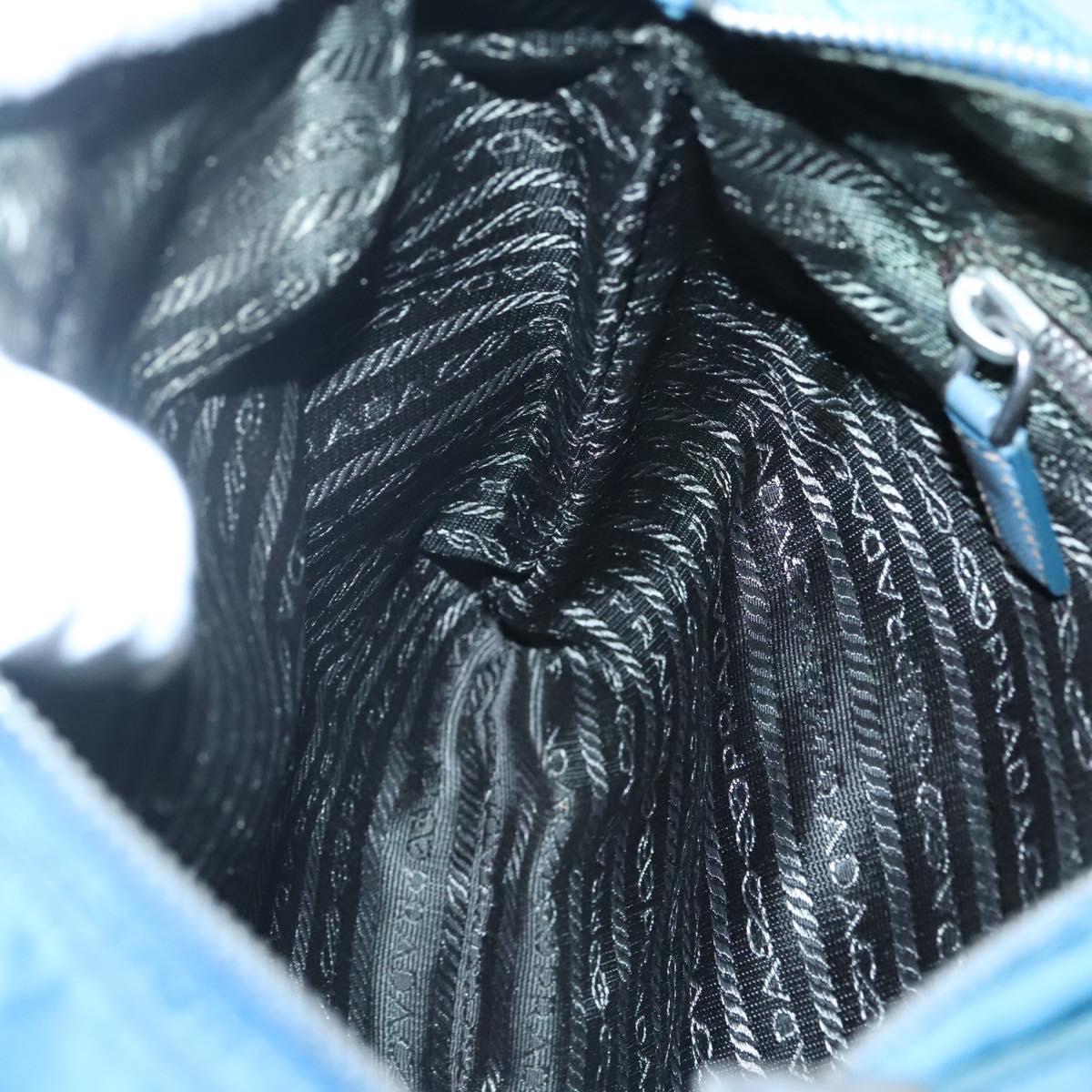 PRADA Shoulder Bag Nylon Blue Silver Auth 118258
