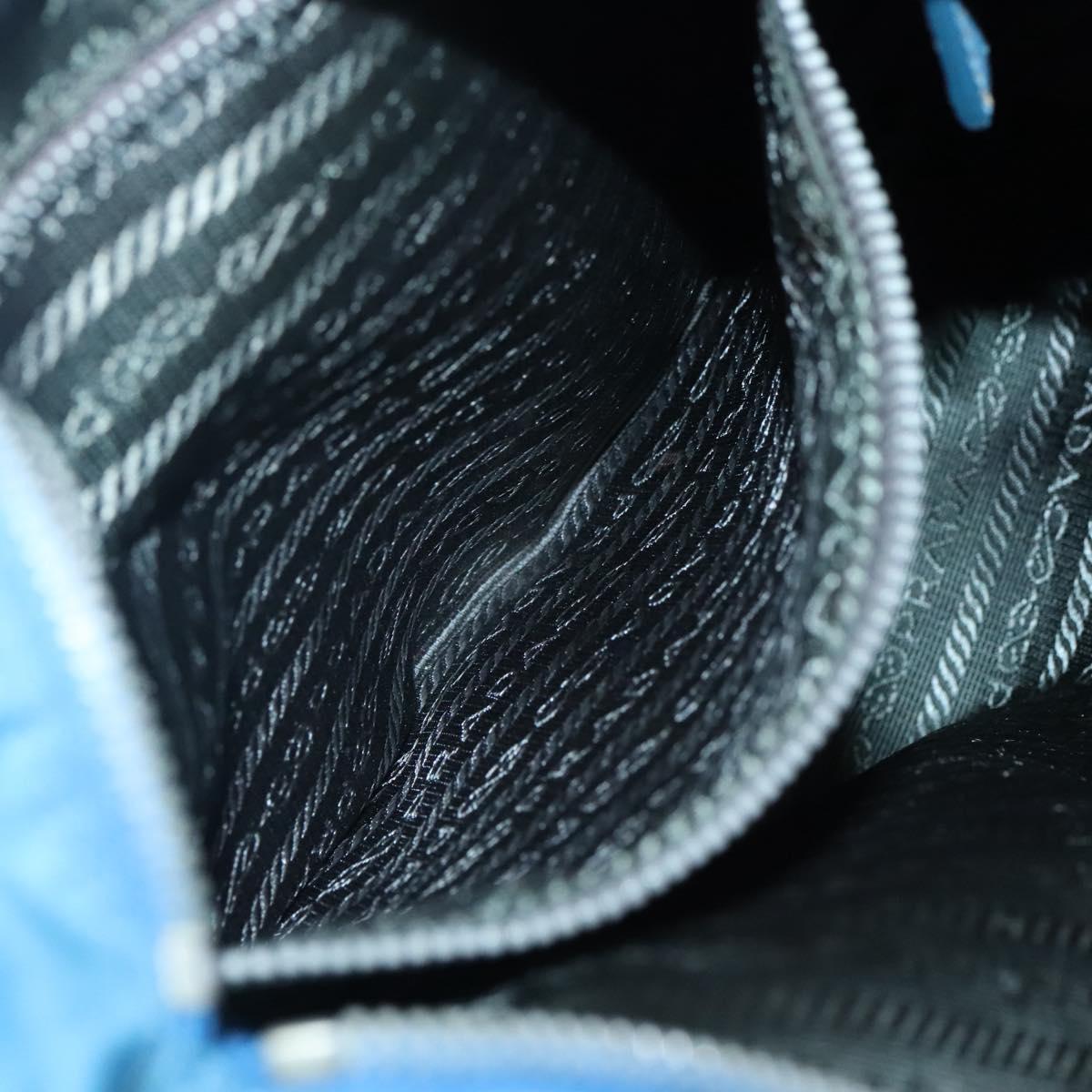 PRADA Shoulder Bag Nylon Blue Silver Auth 118258