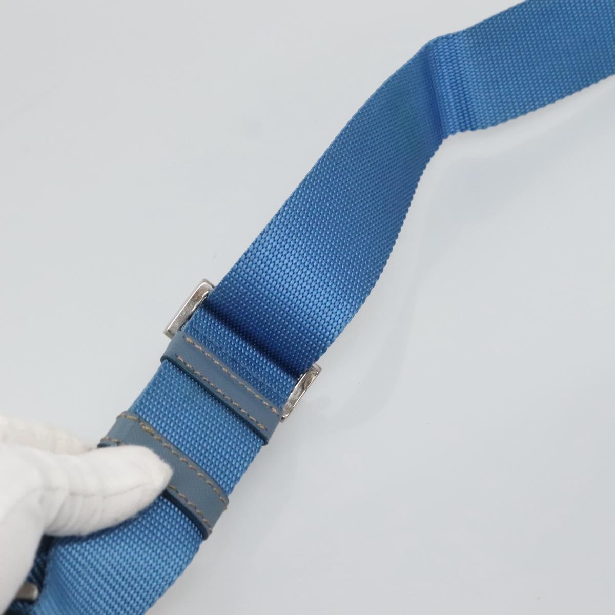 PRADA Shoulder Bag Nylon Blue Silver Auth 118258