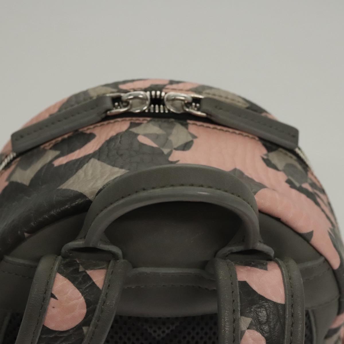 MCM Vicetos Logogram Backpack PVC Leather Pink Silver Auth 118259