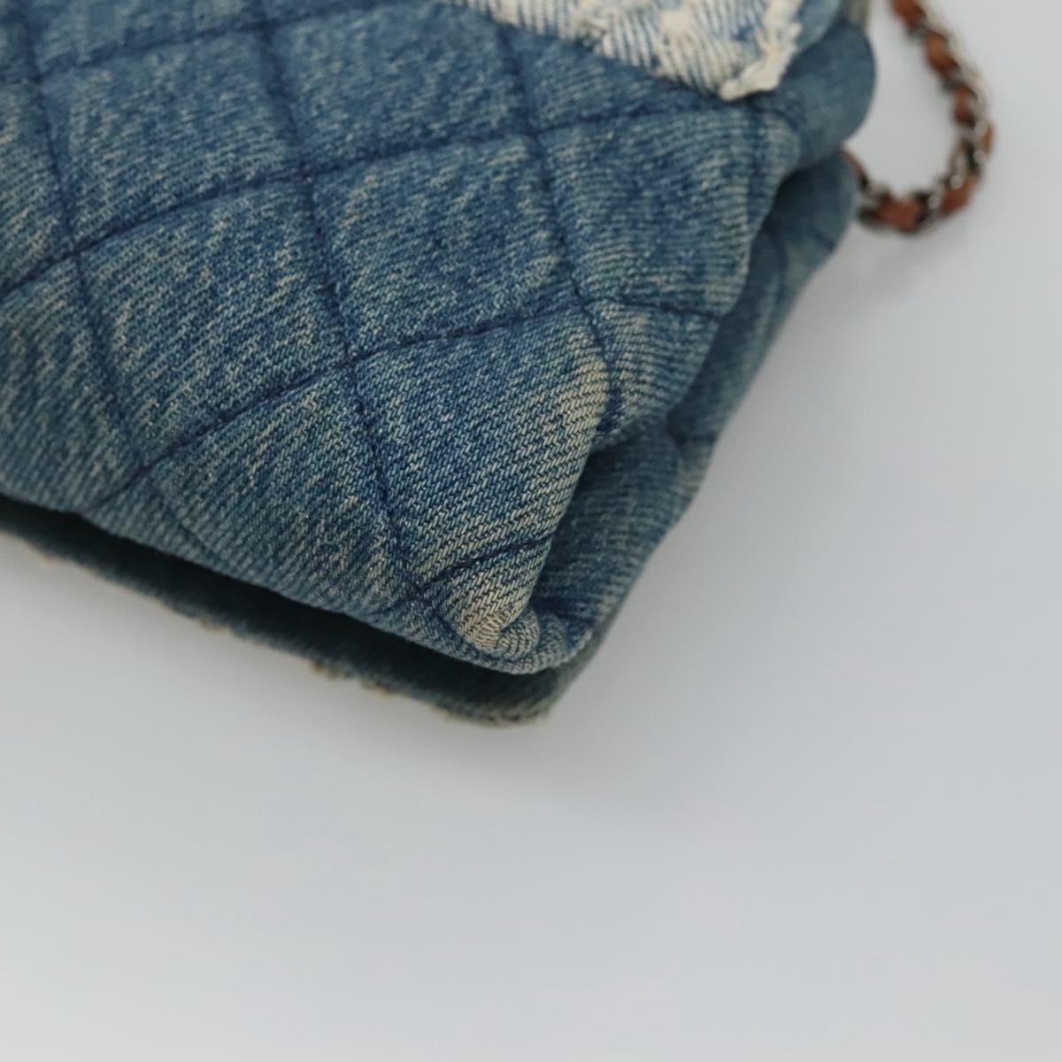 CHANEL Matelasse Chain Shoulder Bag Denim Blue CC Auth 118265