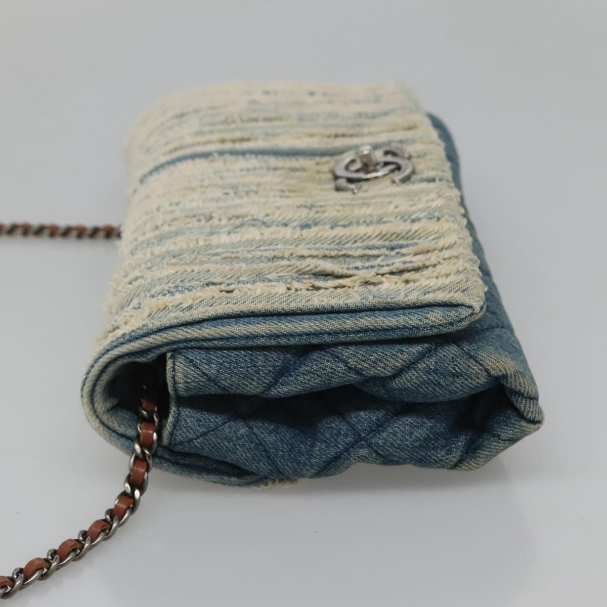 CHANEL Matelasse Chain Shoulder Bag Denim Blue CC Auth 118265
