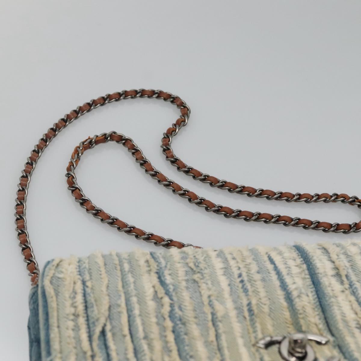 CHANEL Matelasse Chain Shoulder Bag Denim Blue CC Auth 118265