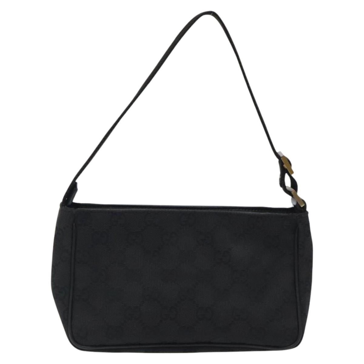GUCCI GG Canvas Accessory Pouch Black Gold 106644 Auth 118268