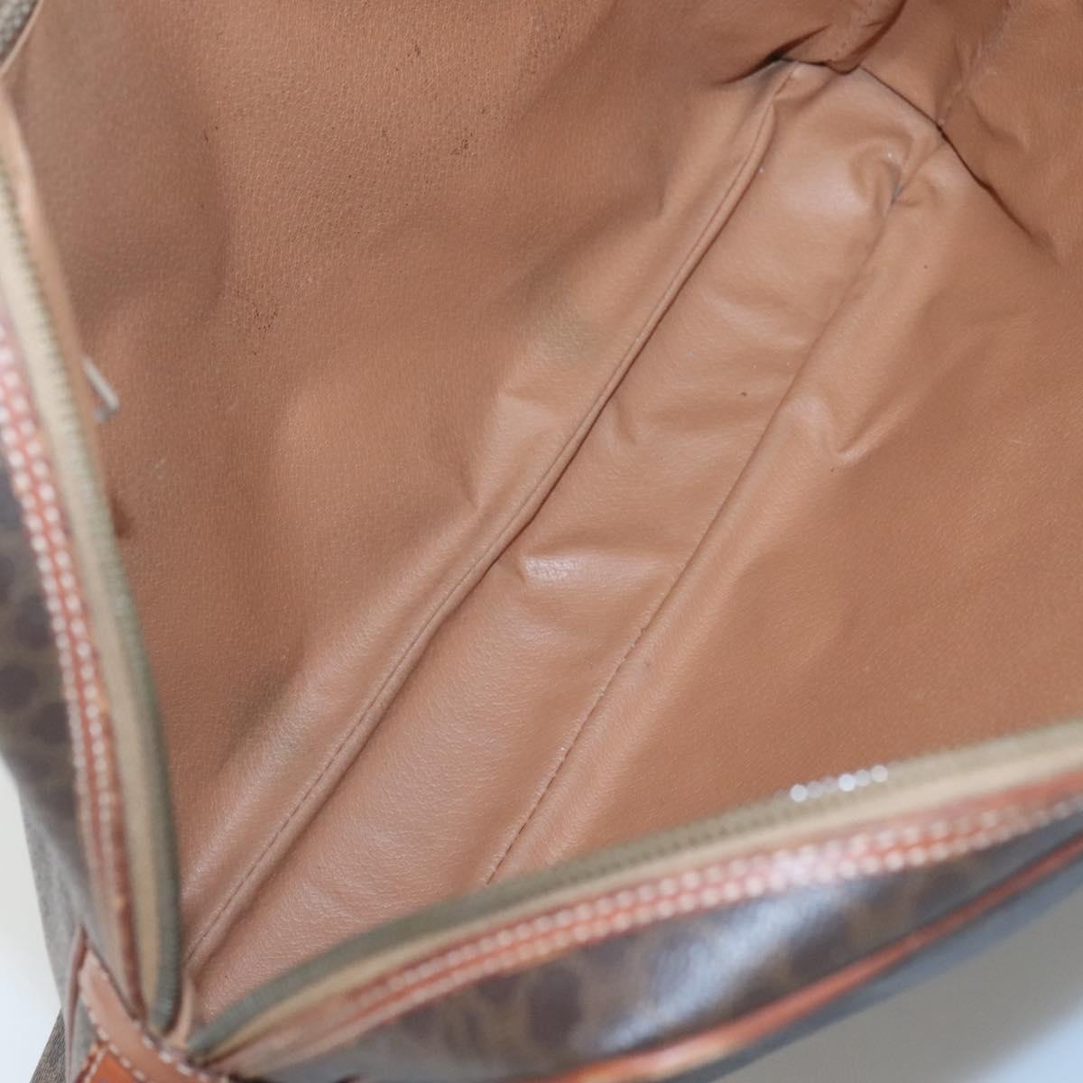 CELINE Macadam Canvas Hand Bag PVC Leather Brown Gold Auth 118271