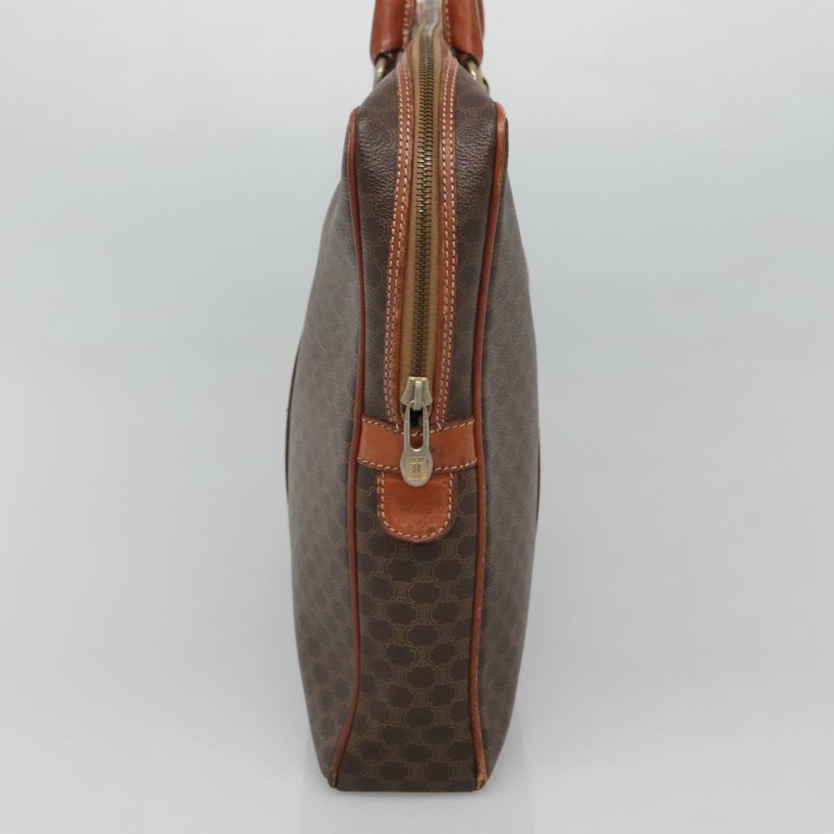 CELINE Macadam Canvas Hand Bag PVC Leather Brown Gold Auth 118271