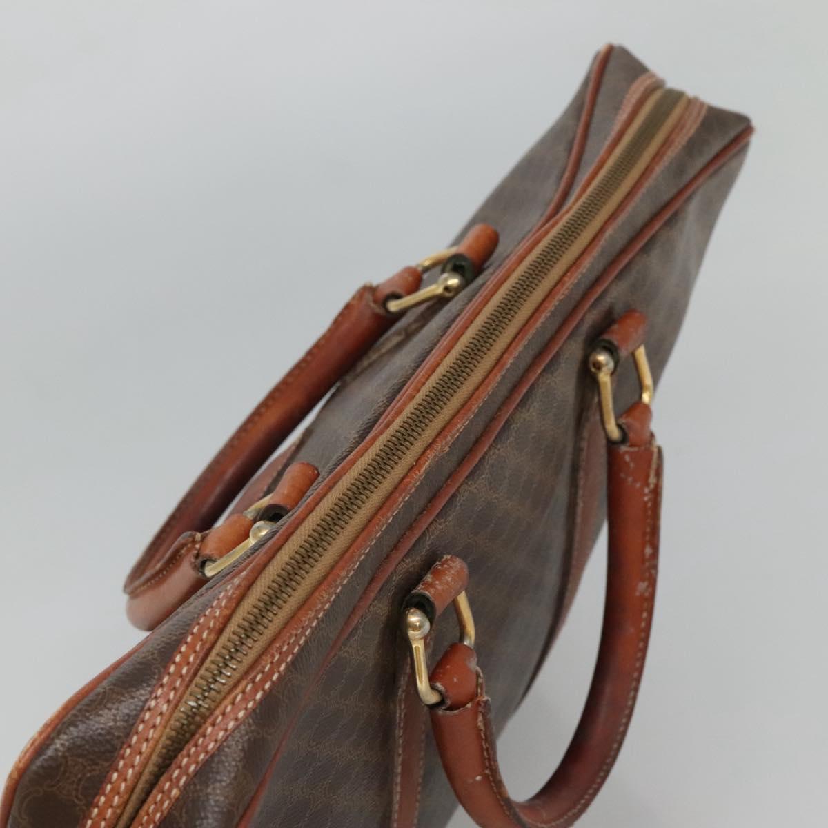 CELINE Macadam Canvas Hand Bag PVC Leather Brown Gold Auth 118271