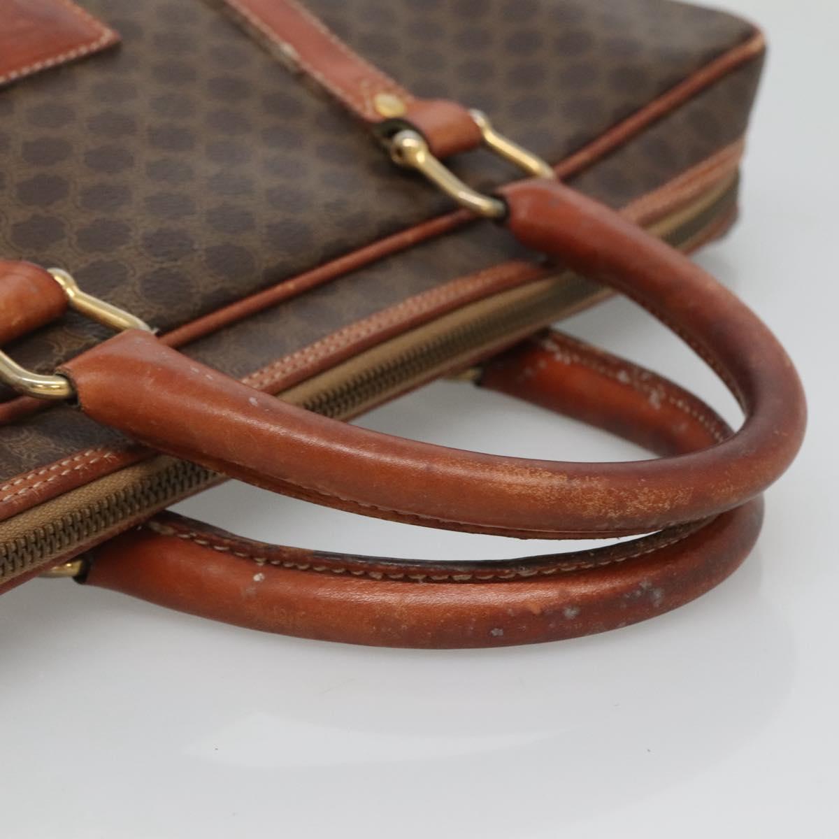 CELINE Macadam Canvas Hand Bag PVC Leather Brown Gold Auth 118271