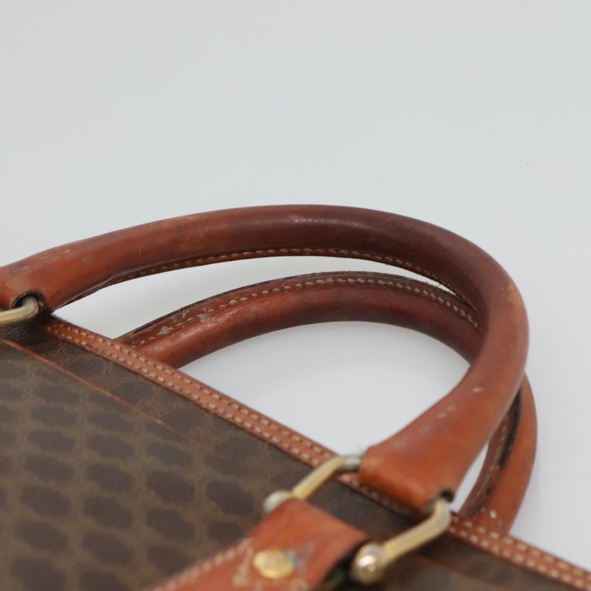 CELINE Macadam Canvas Hand Bag PVC Leather Brown Gold Auth 118271