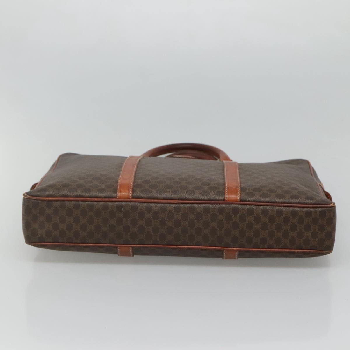 CELINE Macadam Canvas Hand Bag PVC Leather Brown Gold Auth 118271