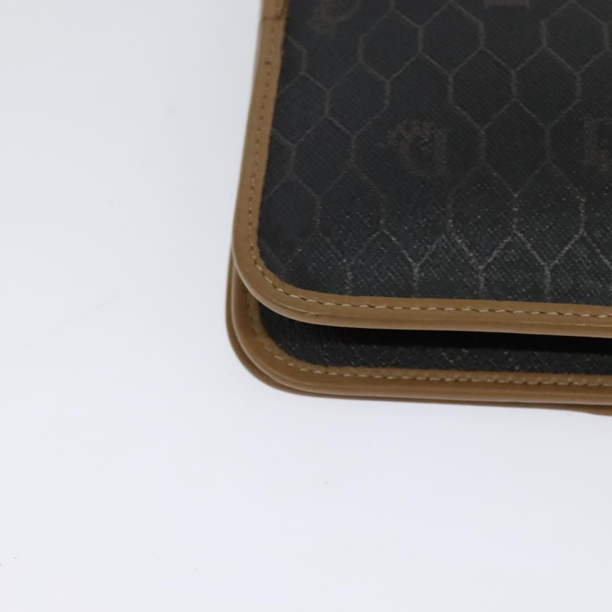 Christian Dior Honeycomb Canvas Chain Bag PVC Leather Black Gold Auth 118277