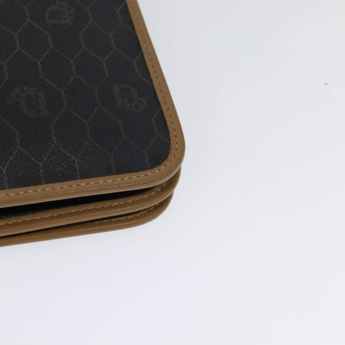 Christian Dior Honeycomb Canvas Chain Bag PVC Leather Black Gold Auth 118277