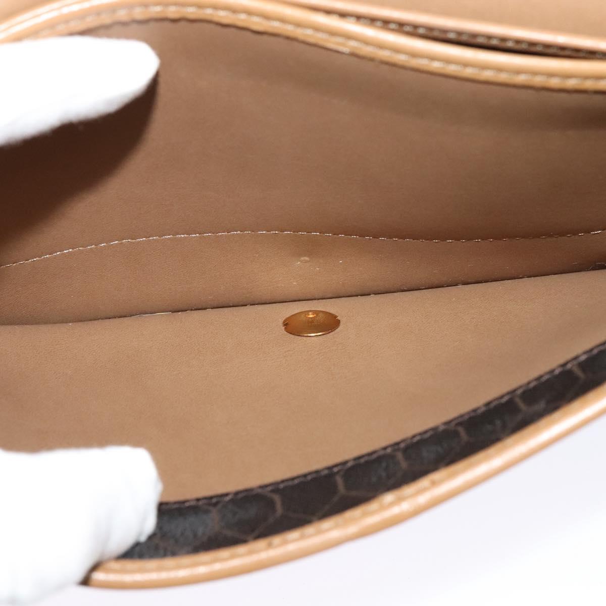 Christian Dior Honeycomb Canvas Chain Bag PVC Leather Black Gold Auth 118277