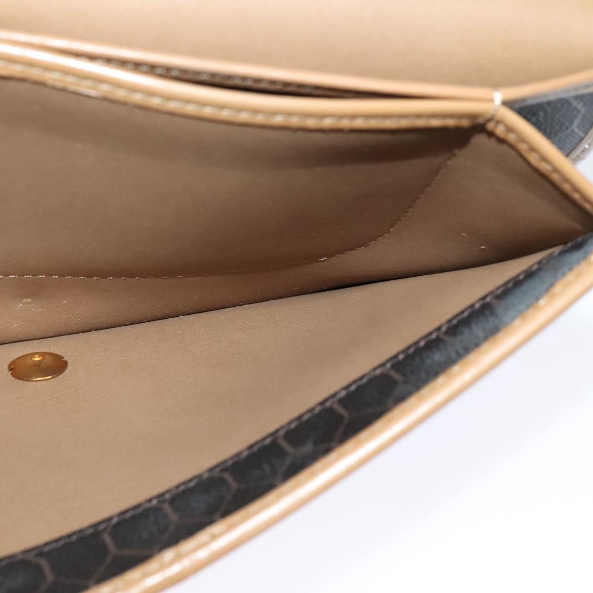 Christian Dior Honeycomb Canvas Chain Bag PVC Leather Black Gold Auth 118277