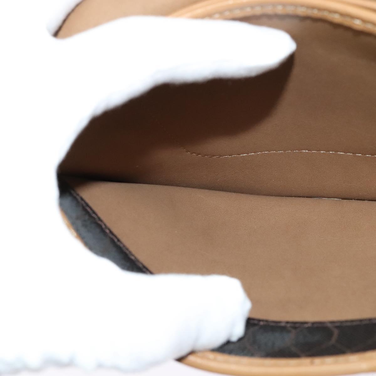 Christian Dior Honeycomb Canvas Chain Bag PVC Leather Black Gold Auth 118277