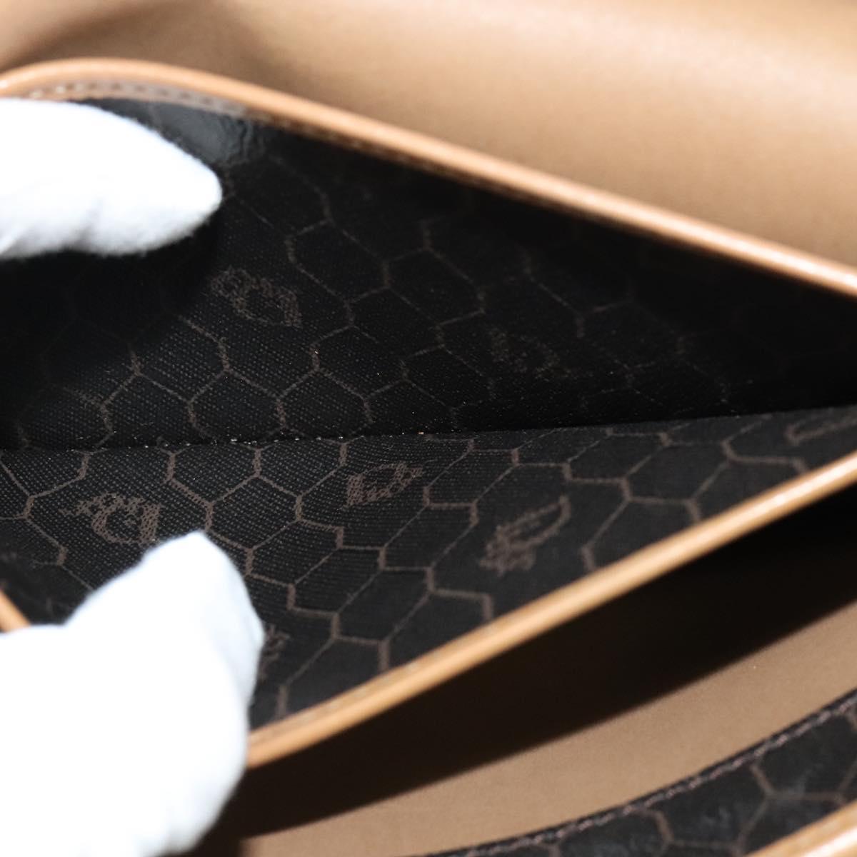 Christian Dior Honeycomb Canvas Chain Bag PVC Leather Black Gold Auth 118277