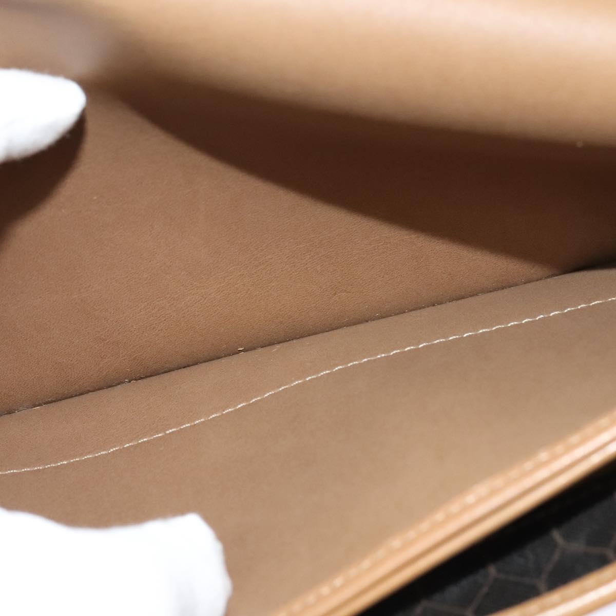 Christian Dior Honeycomb Canvas Chain Bag PVC Leather Black Gold Auth 118277