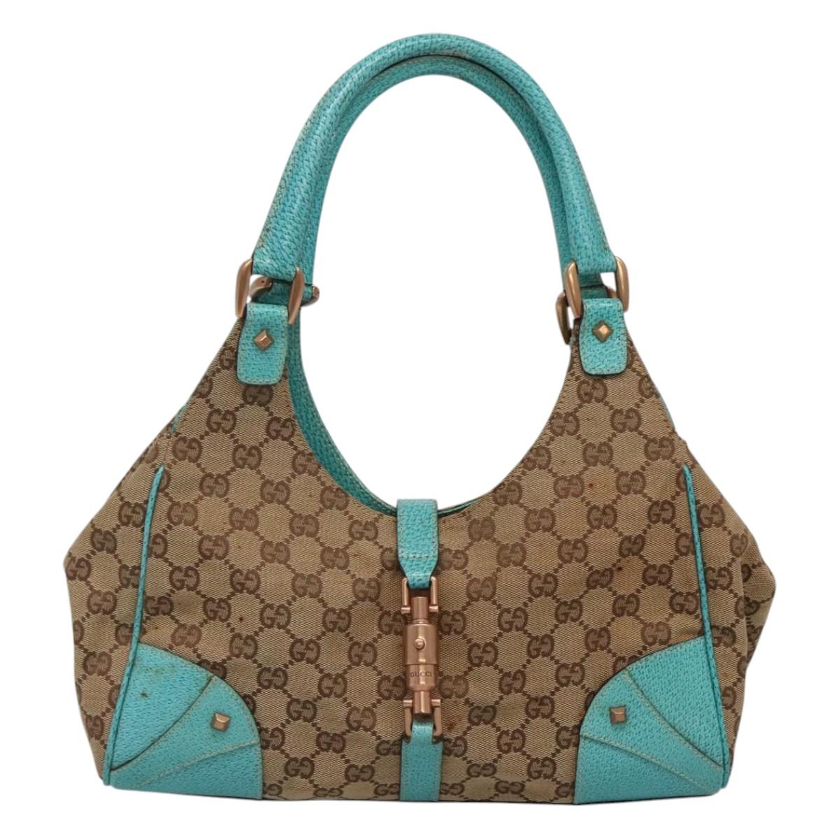 GUCCI GG Canvas Jackie Shoulder Bag Beige 124407 Auth 118283