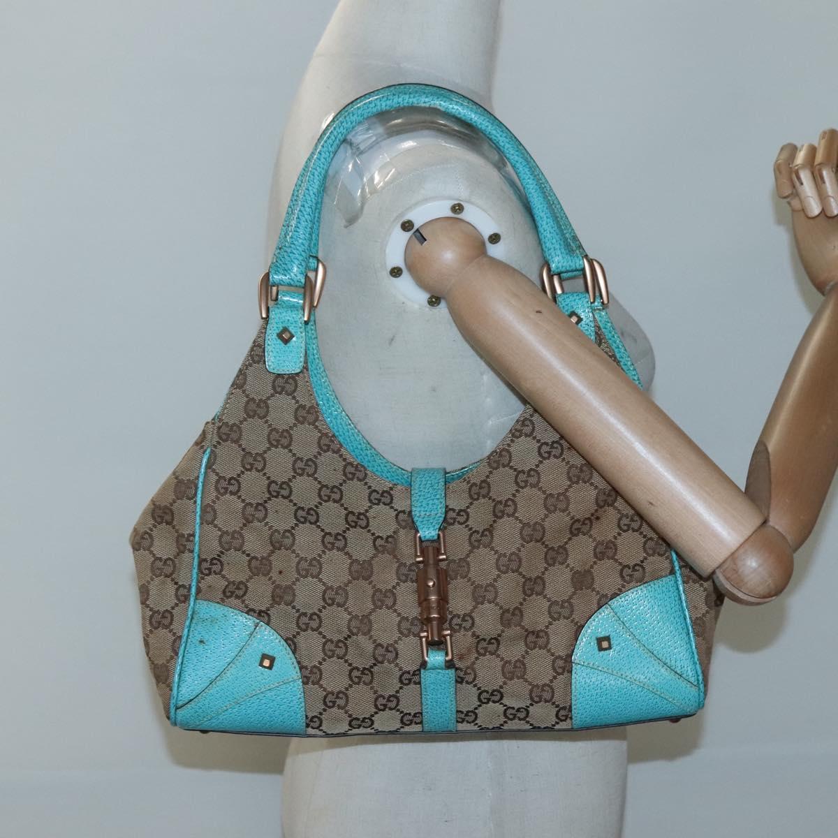 GUCCI GG Canvas Jackie Shoulder Bag Beige 124407 Auth 118283