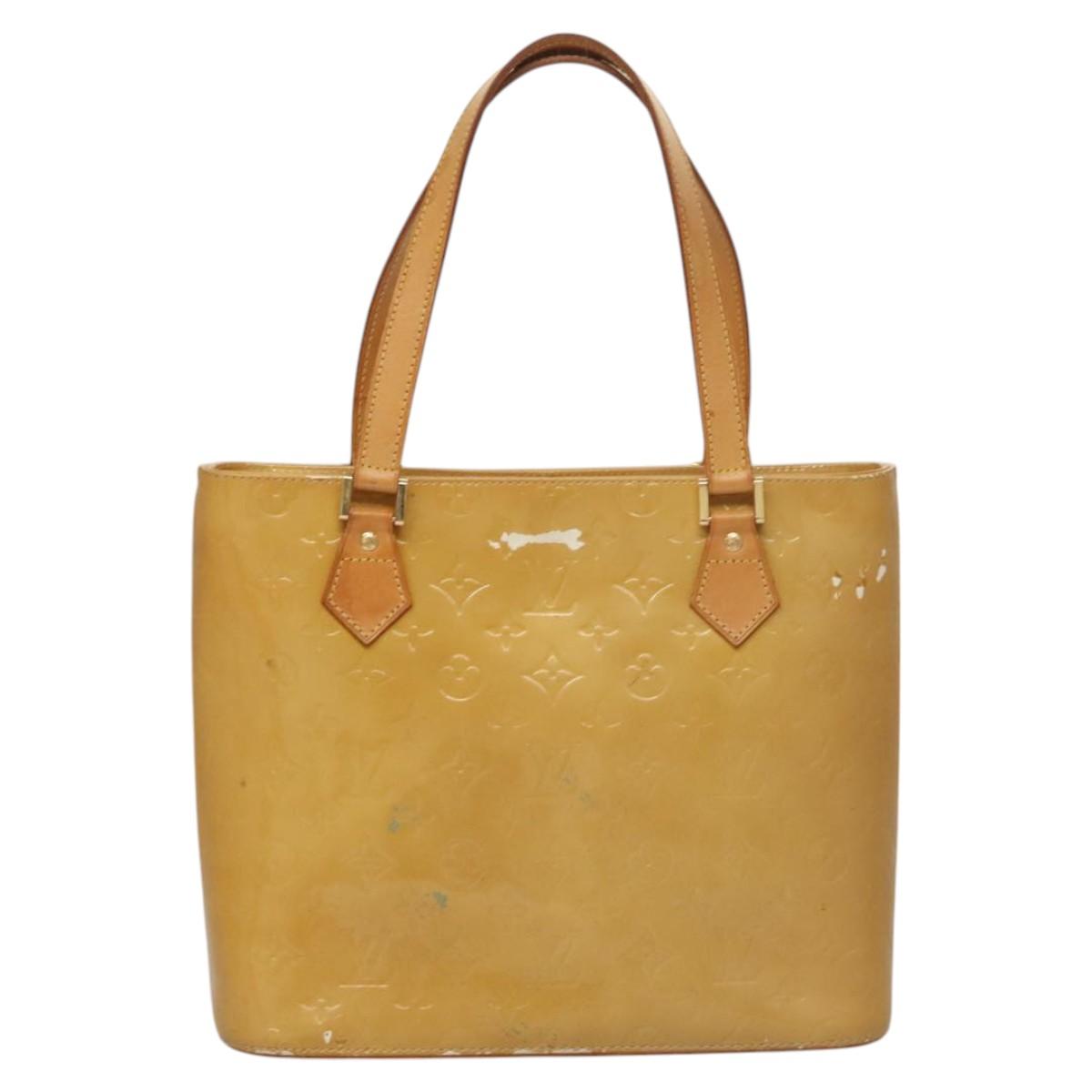 LOUIS VUITTON Monogram Vernis Houston Hand Bag Beige M91004 LV Auth 118288
