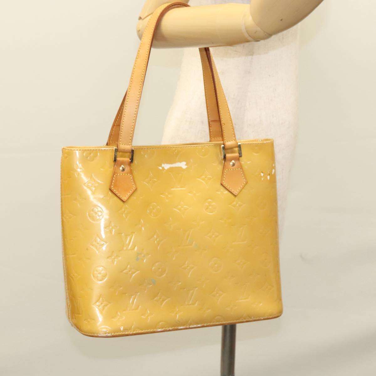 LOUIS VUITTON Monogram Vernis Houston Hand Bag Beige M91004 LV Auth 118288