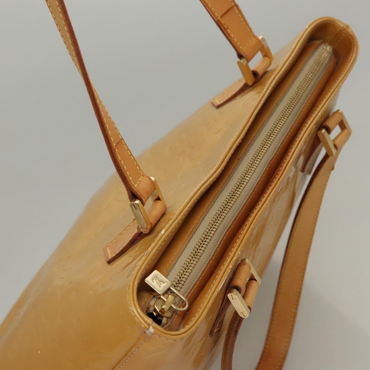 LOUIS VUITTON Monogram Vernis Houston Hand Bag Beige M91004 LV Auth 118288