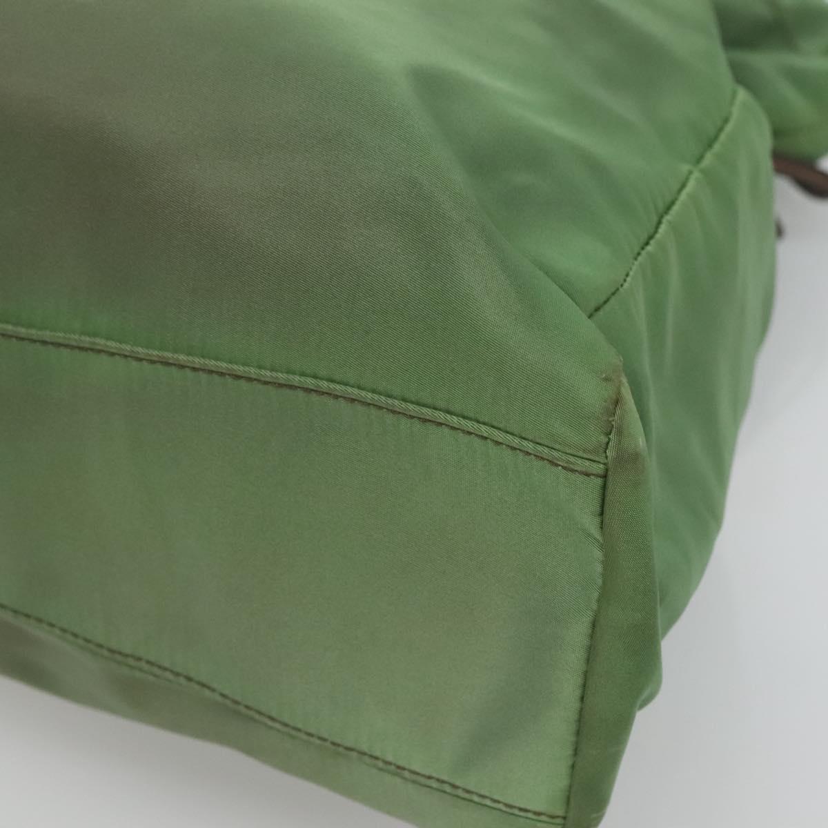 PRADA Shoulder Bag Nylon Green Gold Auth 118291
