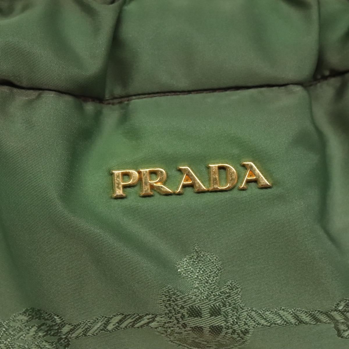 PRADA Shoulder Bag Nylon Green Gold Auth 118291
