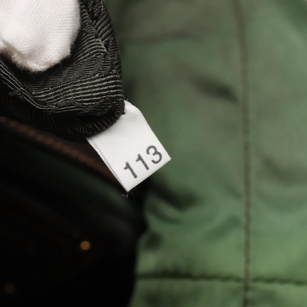 PRADA Shoulder Bag Nylon Green Gold Auth 118291