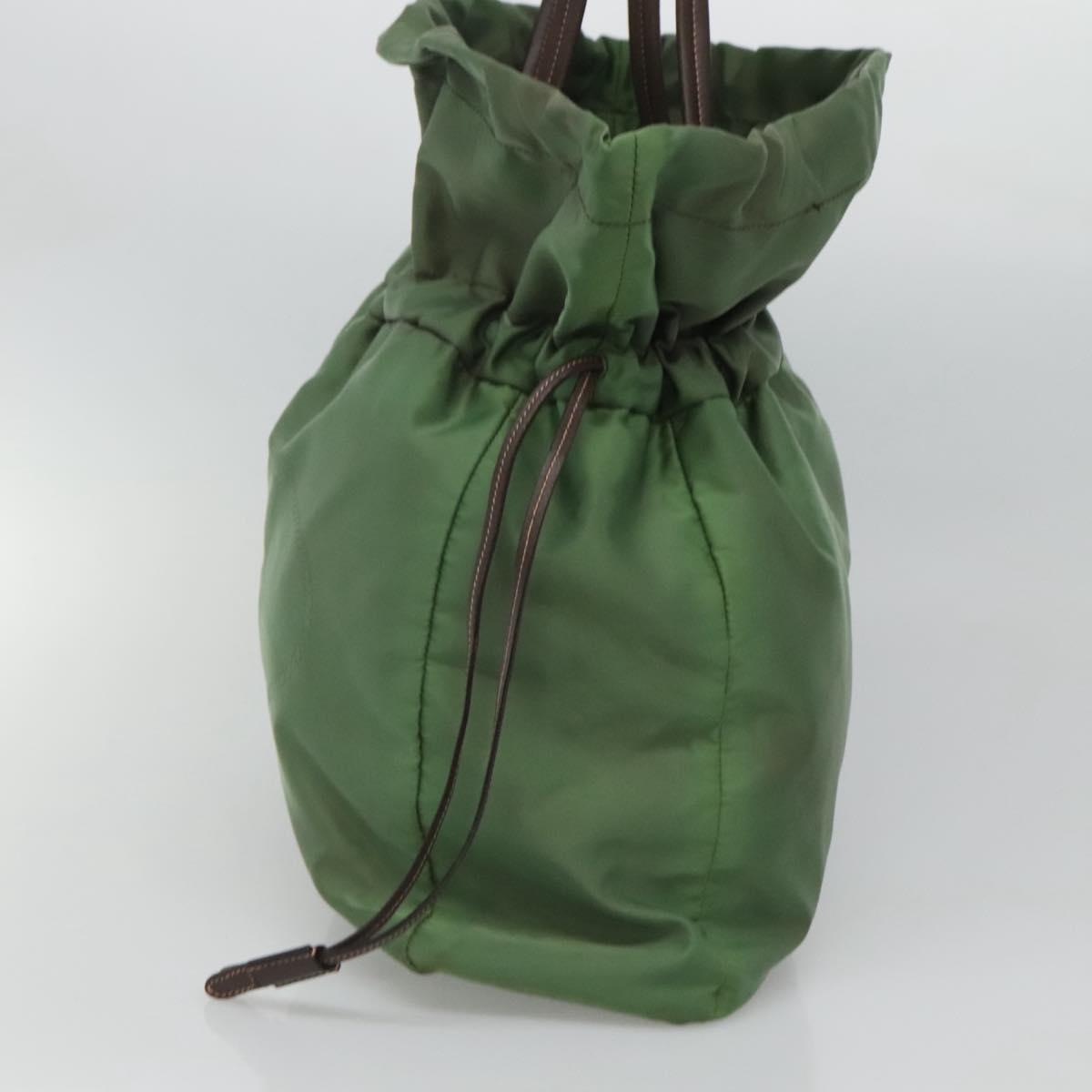 PRADA Shoulder Bag Nylon Green Gold Auth 118291