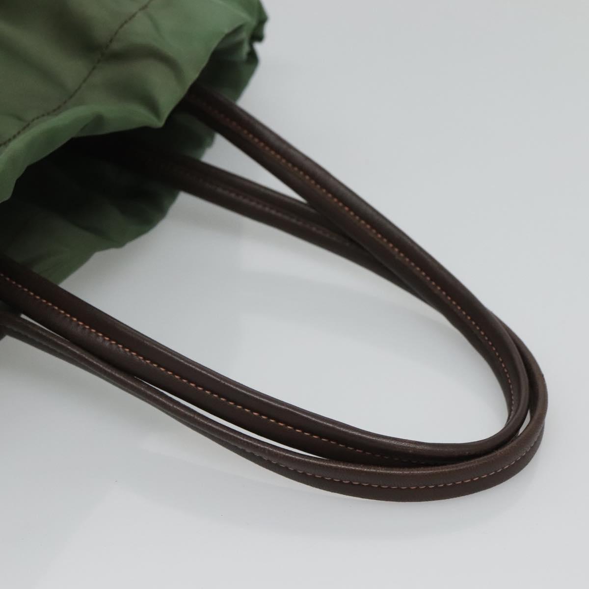 PRADA Shoulder Bag Nylon Green Gold Auth 118291